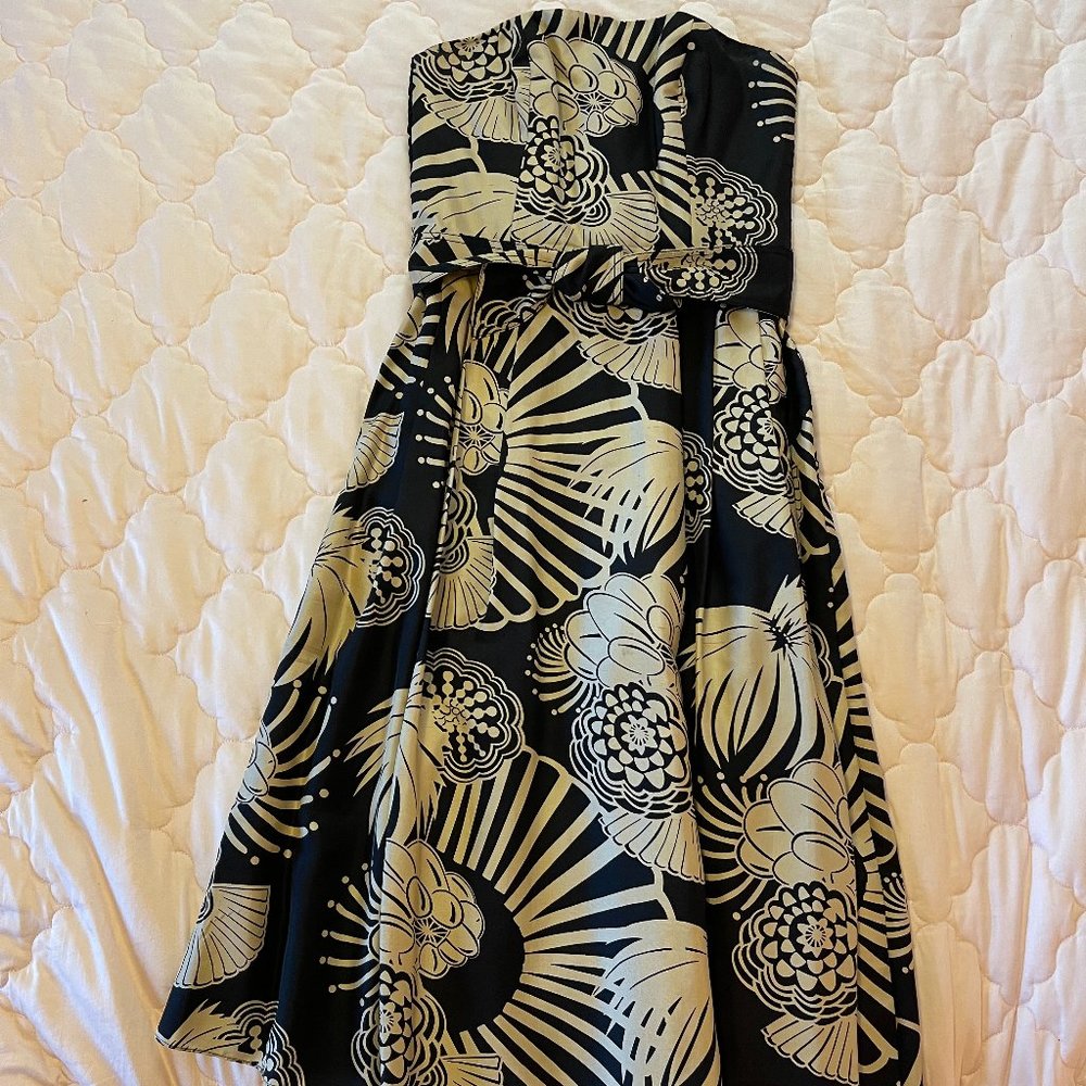 Strapless silk print dress from Talbots